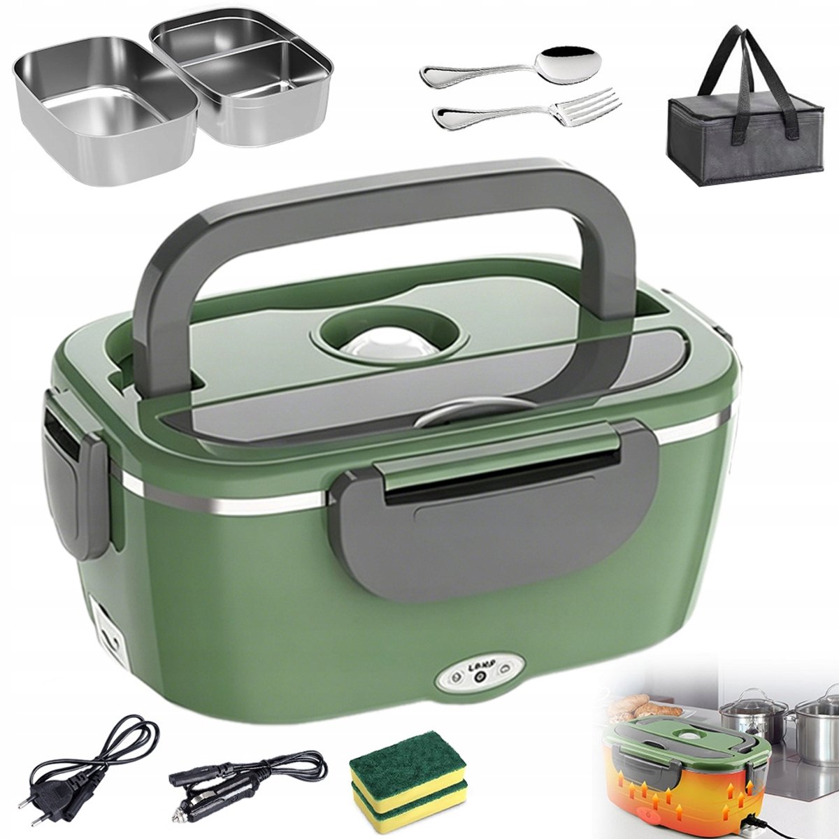 Merkloze Elektrische Lunchbox 1.5L - Warm Eten Onderweg