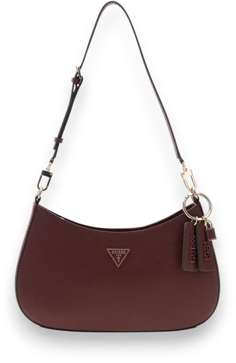 GUESS schoudertas Noelle II Top Zip Shoulder Bag Burgundy wijnrood