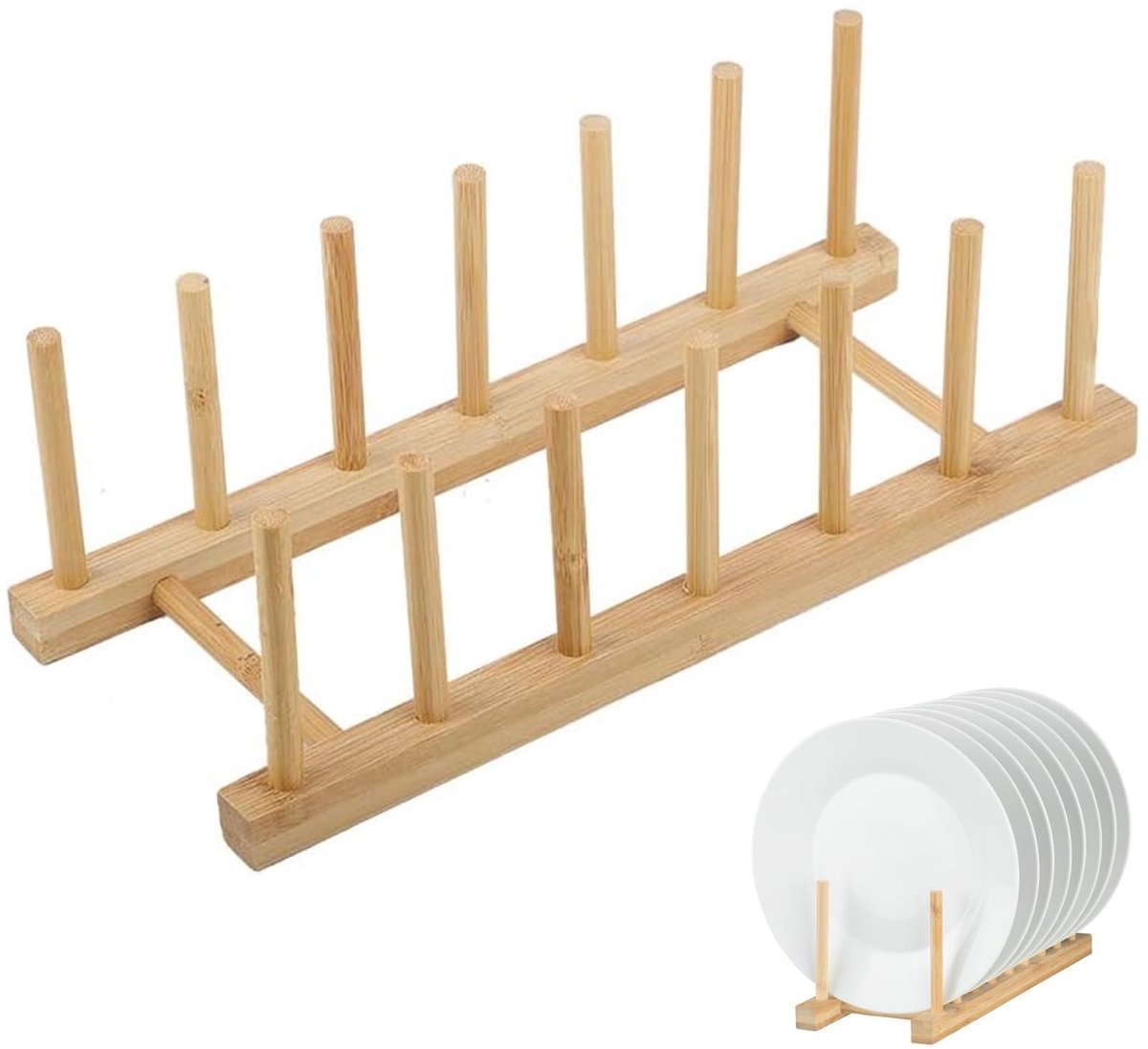 Solidchoice - Bamboe Afdruiprek voor Servies en Keukenaccessoires