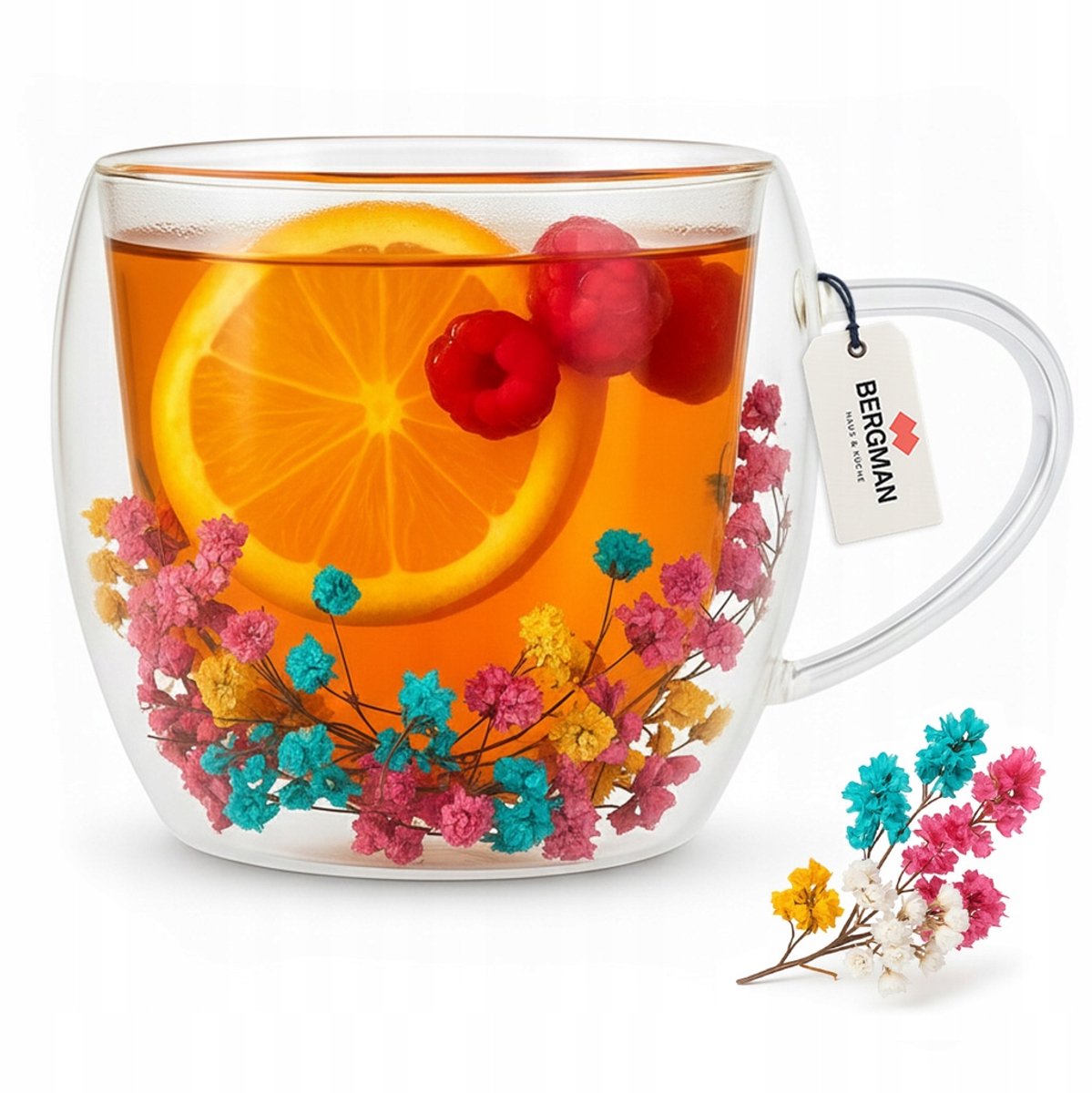 Merkloze Thermische Glas met Bloemendecoratie - 250ml