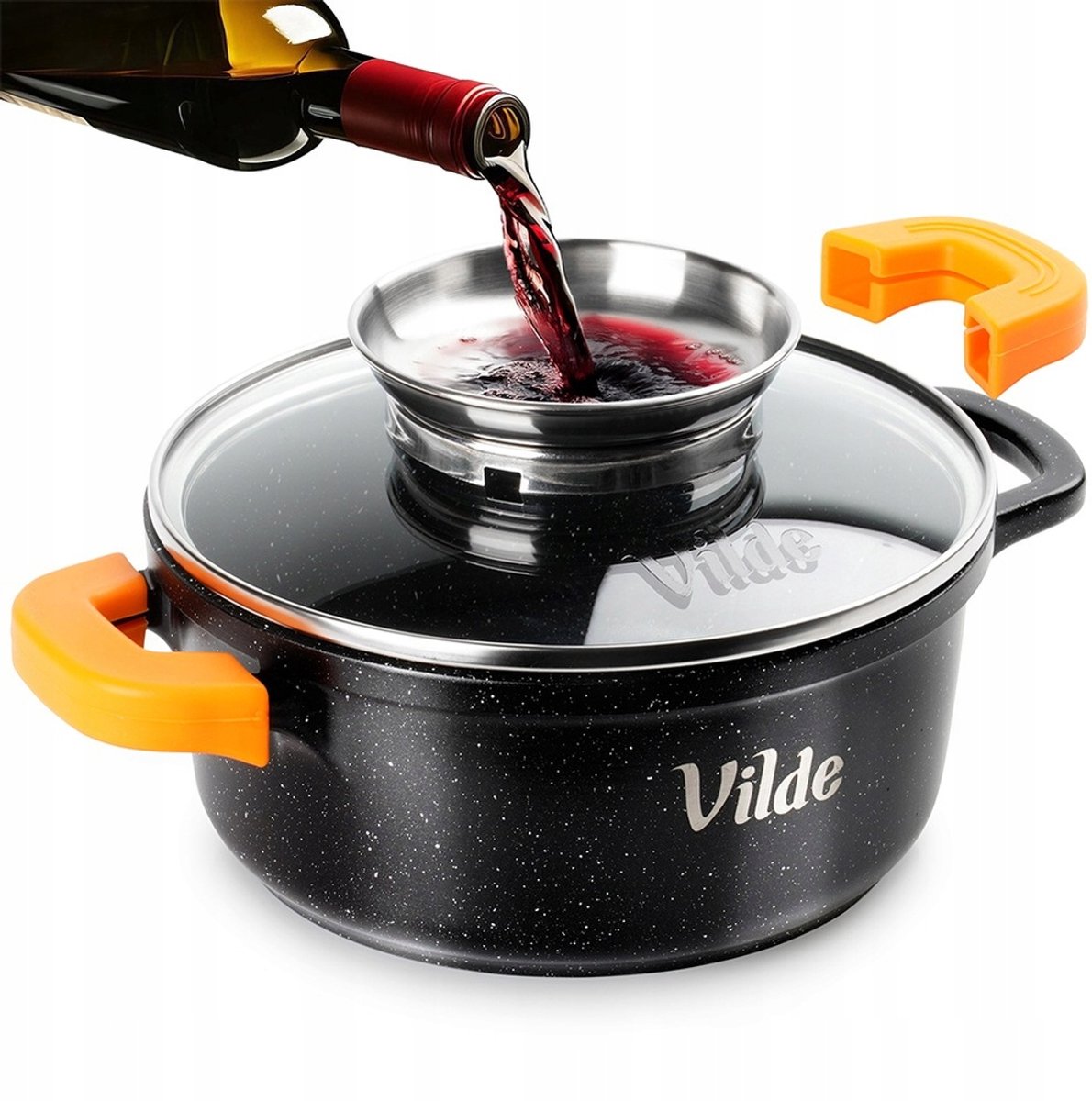 Merkloze Granieten Kookpan 1,2L 16cm met Doseerdeksel & Inductie