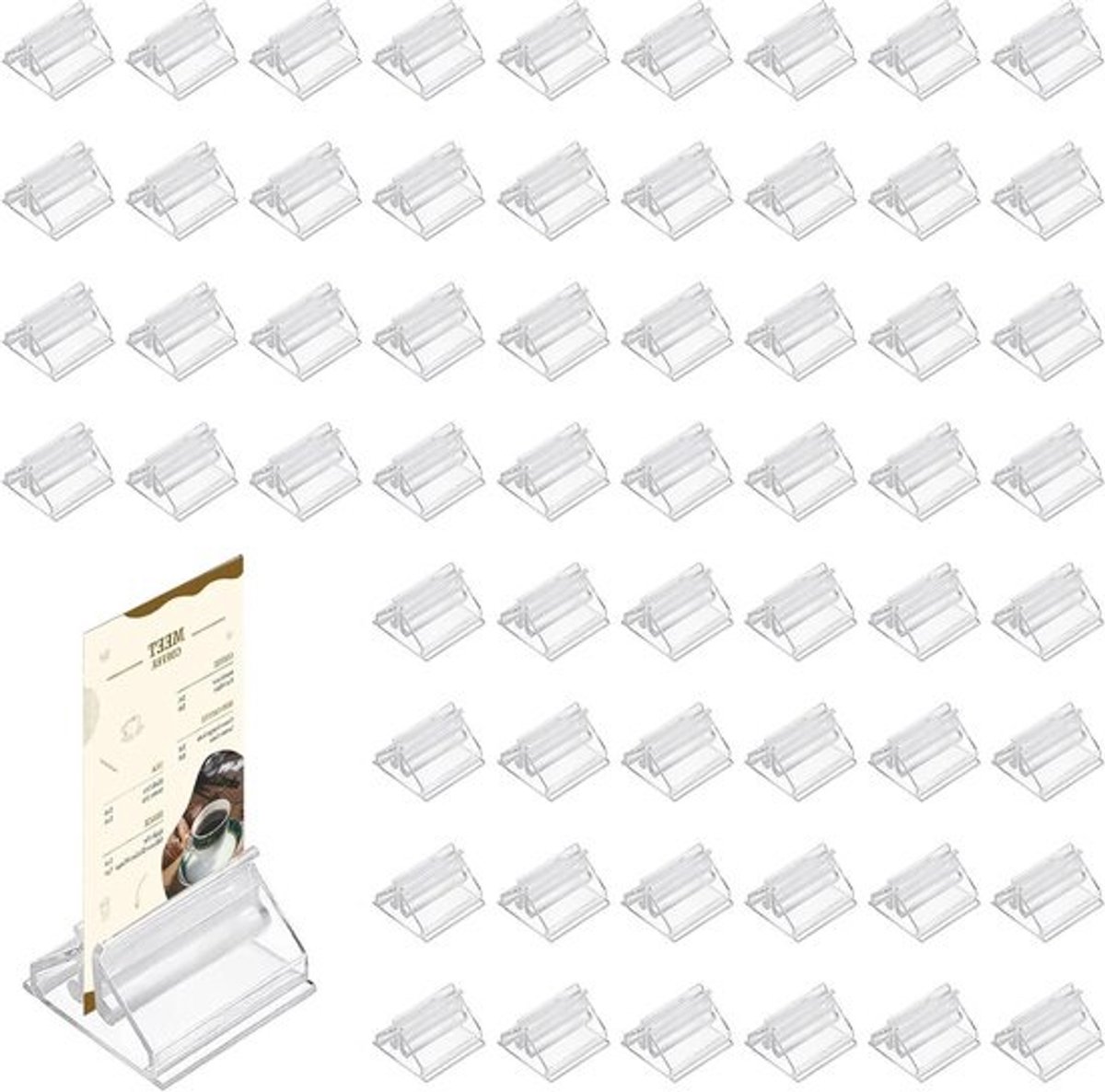 Kaartenstandaard - Tafelkaarthouder - Kaarten Presenteren - Driehoekig Ontwerp - 120 Stuks - Transparant