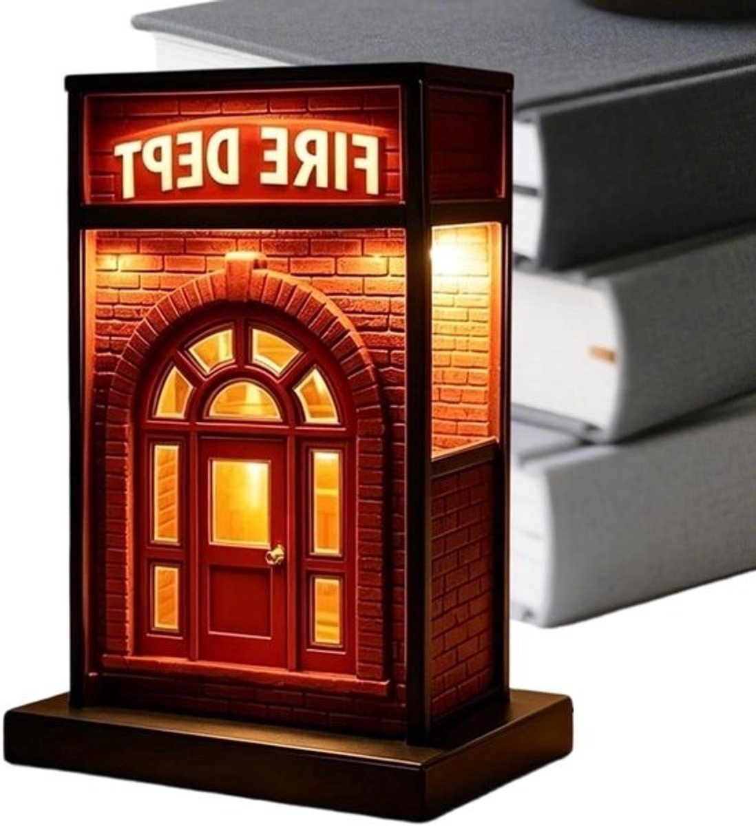 Brandweerkazerne Lamp - Vintage Decoratie - Sfeerverlichting Creëren - Nostalgische Vlam - 11 x 11 x 11 cm - Goudkleurig