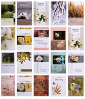 Cards & Crafts Condoleancekaarten met Envelop - 20 Luxe Rouwkaarten - Oprechte Deelneming - 250 g/m² - 12 x 17 cm