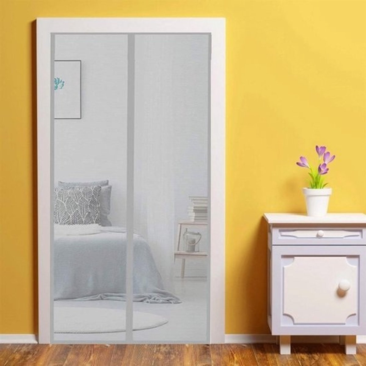 Magnetische Hordeur - Vliegendeur Gordijn - Insecten Buiten Houden - Volledig Frame Klittenband - 90x205cm - Grijs