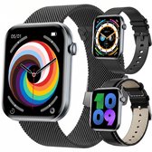 Synyq Health Pro - Smartwatch Dames en Heren - 1.85”AMOLED - 3 Bandjes - Stappenteller - Hartslagmeter - Bloeddrukmeter - Slaapmonitor - Belfunctie - Multisport - Geschikt voor Android en iOS - Black