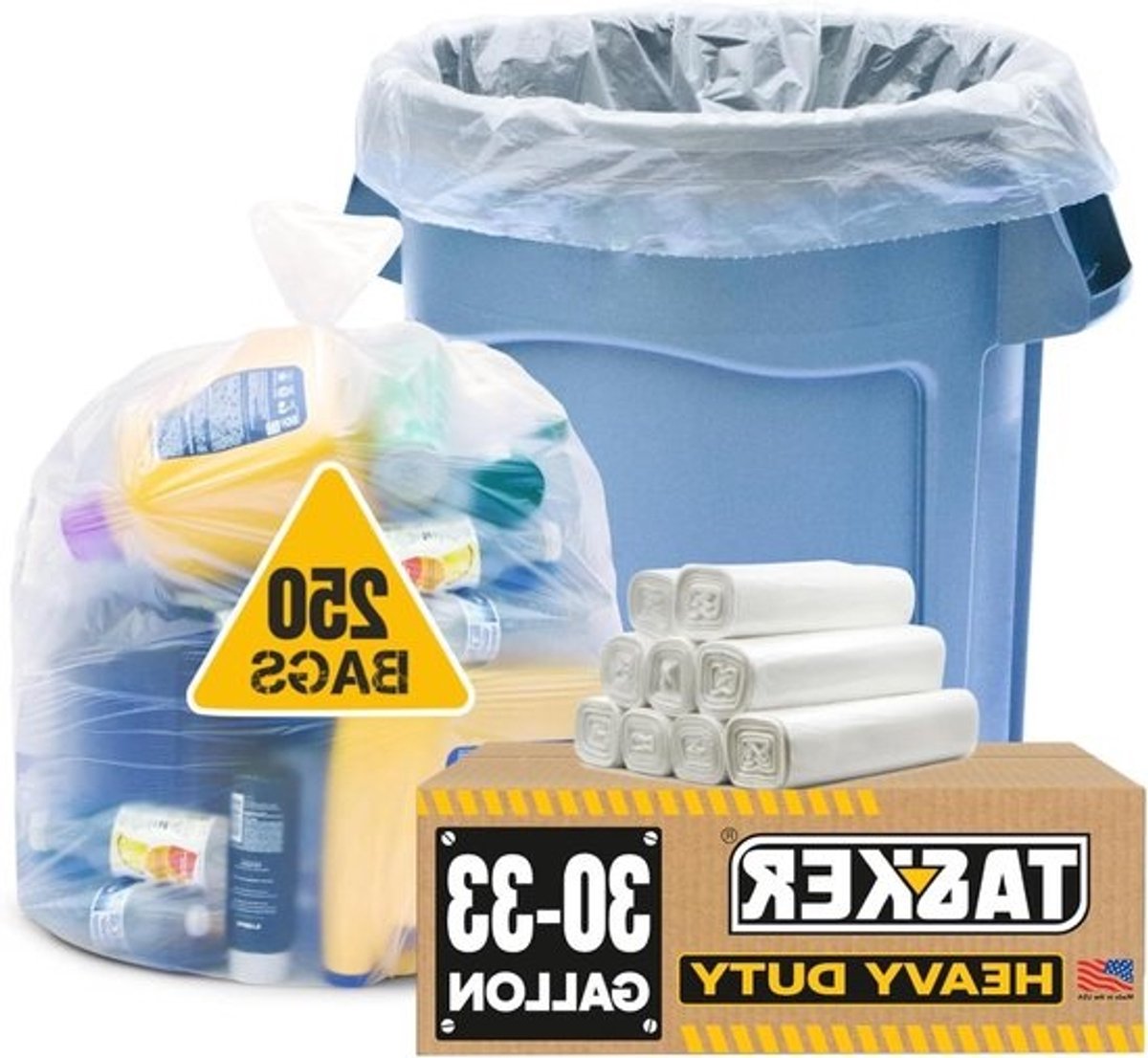 Doorzichtige Vuilniszakken - Grote Plastic Zakken - Recycling en Opruimen - Scheur- en Prikbestendig - 33 Gallon - Natuurlijk