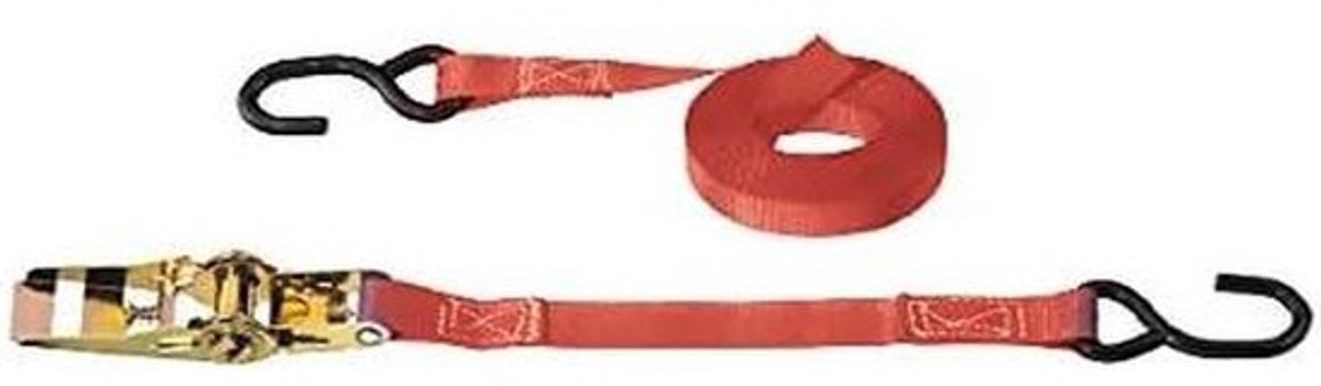 Sjorband met ratel - Spanband sjorriem - Goederen vastzetten - Tweedelig met S-haak - 4 meter 250 kg - Blauw