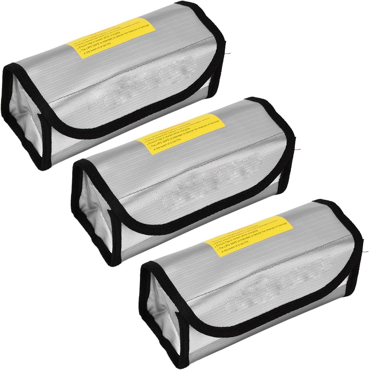 Set van 3 Veiligheidszakken voor Lipo Batterijen, Brand- en Temperatuurbestendig voor Opladen, Transport en Opslag (19.5 X 8 X 7cm)