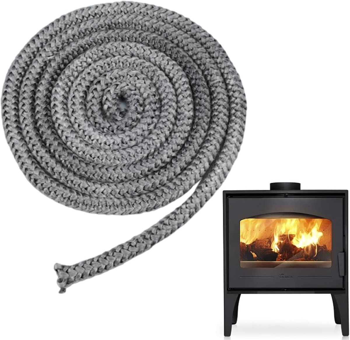 Ovenafdichtkoord 3 m, Diameter 10 mm, Vuurvast Afdichttape voor Kachels, Barbecues en Pijpisolatie, Grijs