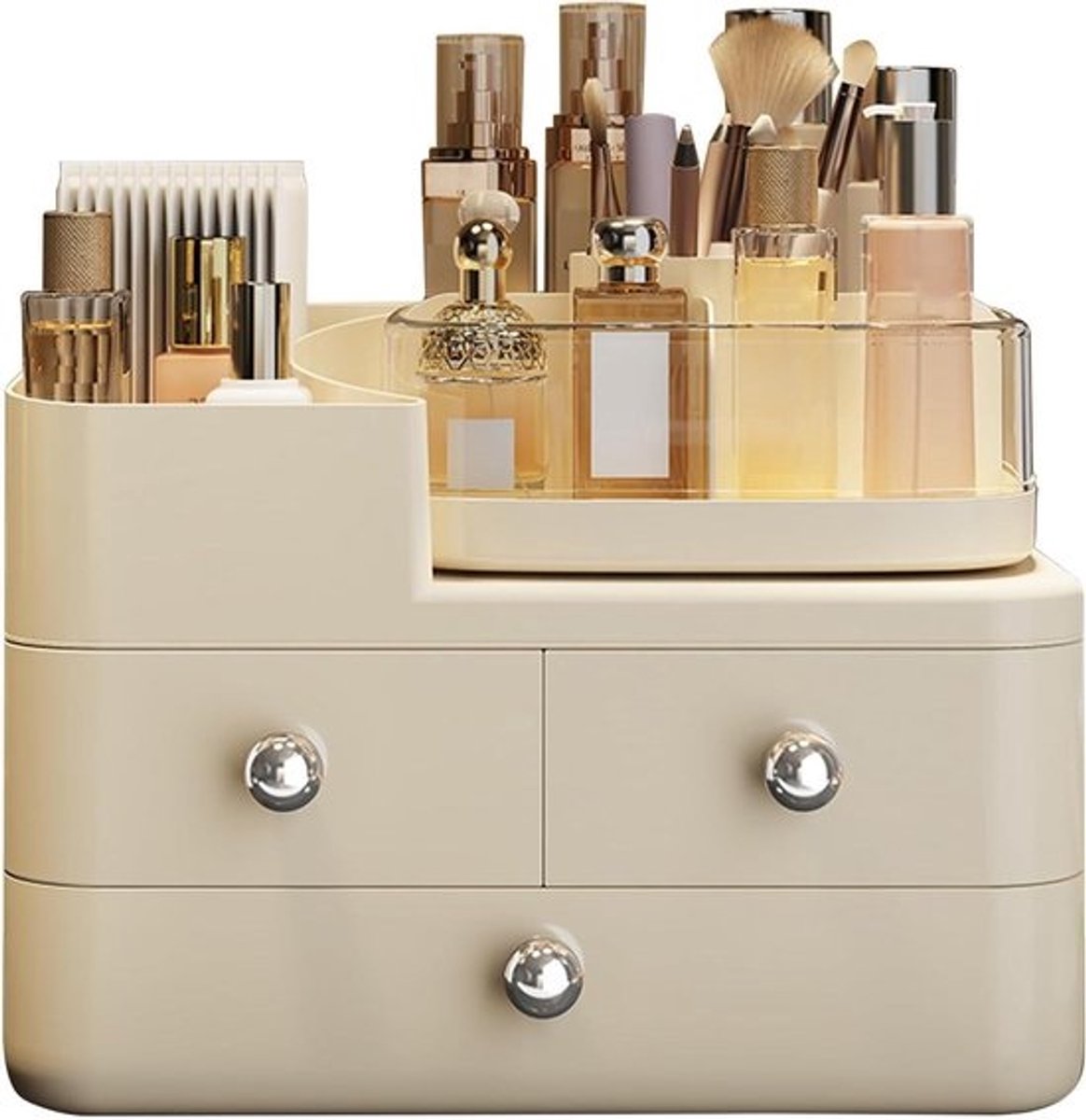 Make-up Organizer Doos - Cosmetica Opbergdoos - Schoonheidsbenodigdheden Opbergen - Afneembare Vakken - 255 x 23 x 255 cm - Transparant
