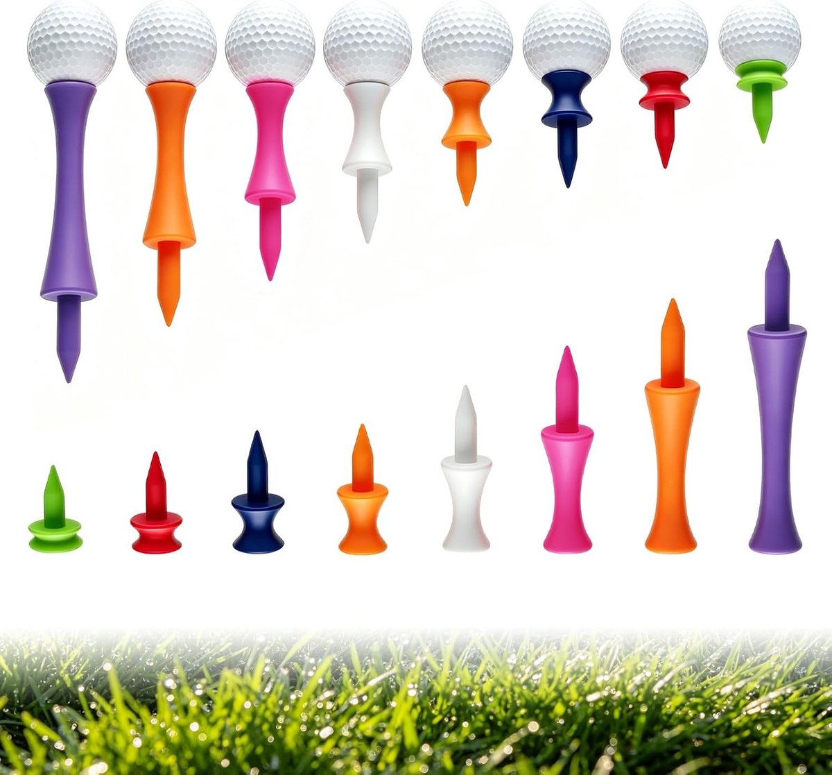 Set van 8 Shatterproof Plastic Golf Tees - Herbruikbare Tees voor Golfers, Perfecte Golfaccessoires en Cadeau voor Familie
