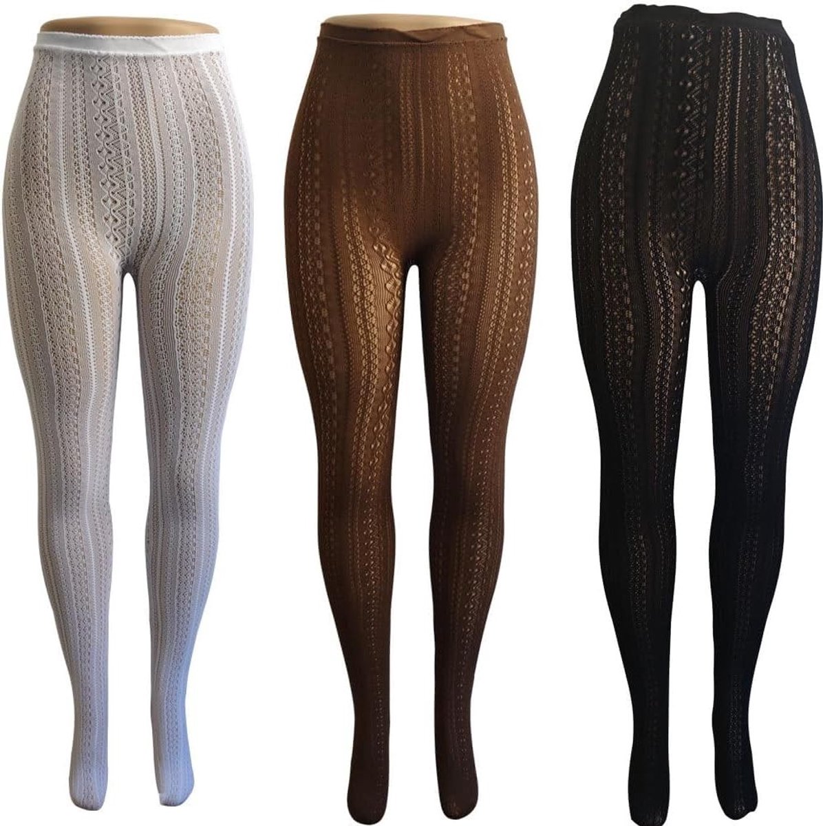 Vrouwelijke Hoge Taille Visnet Panty met Patroon - Elastische Fijne Visnetkousen voor Mode en Comfort