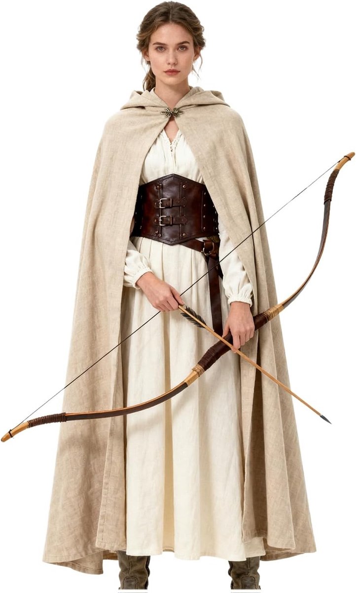 Medieval Cape met Kap van Linnen voor Heren en Dames - Perfect voor Halloween en Cosplay