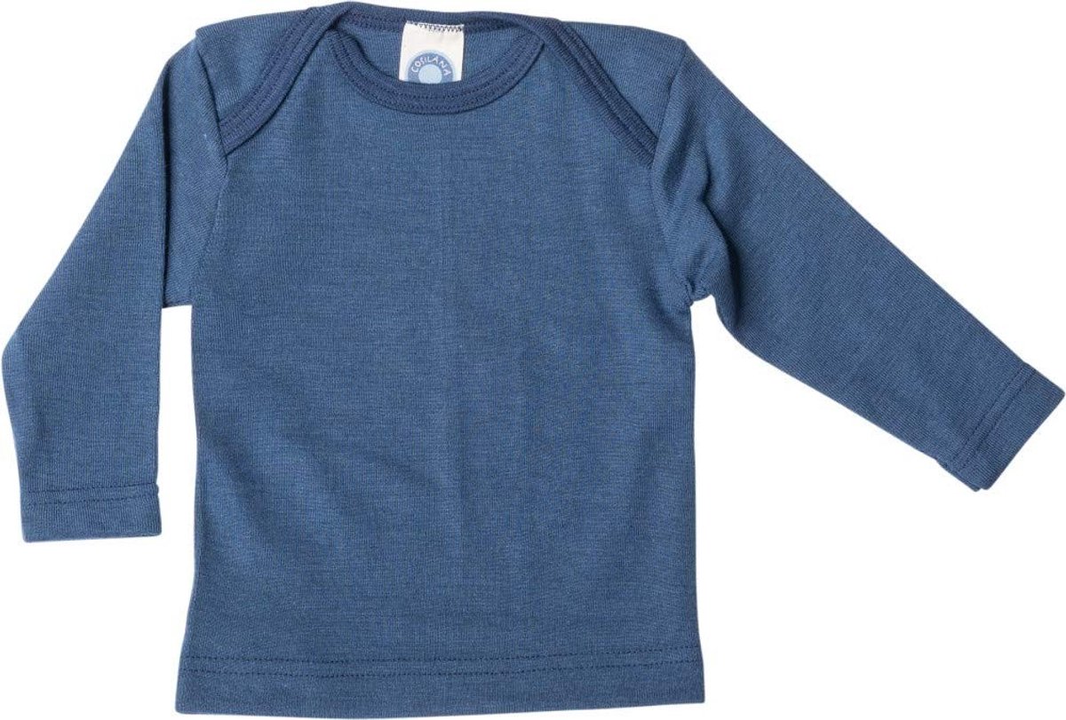 Langsleeve Onderhemd voor Baby - 70% Wol, 30% Zijde - Marineblauw