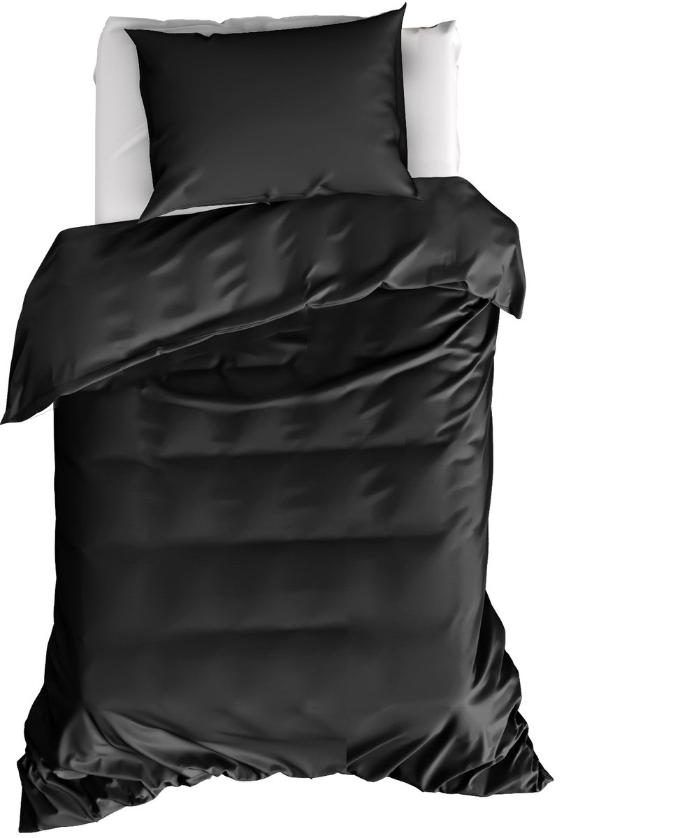 Moodit Dekbedovertrek Basil Black - Eenpersoons - 140 x 220 cm - Katoen