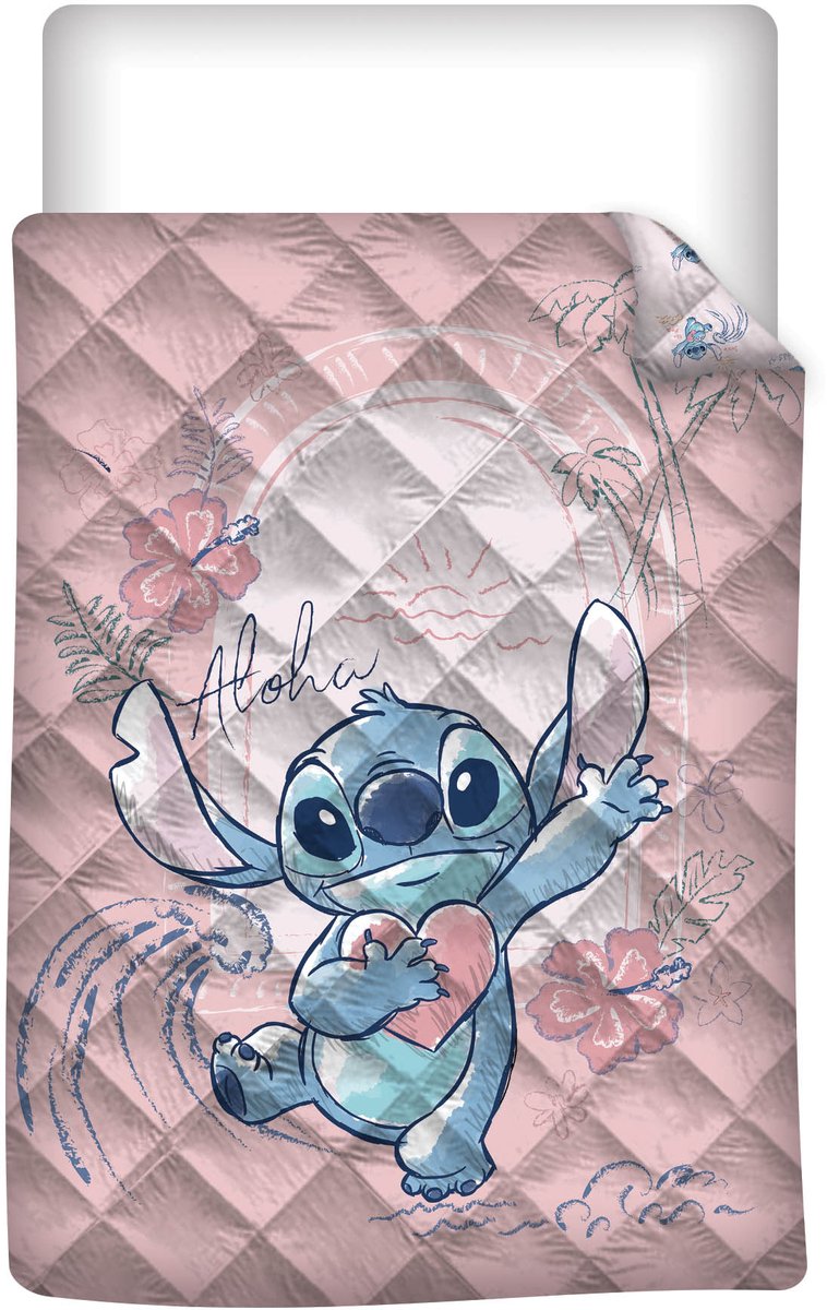 Lilo & Stitch Disney Lilo & Stitch Sprei, Stitch en Angel - 140 x 200 cm - Polyester Blauw
