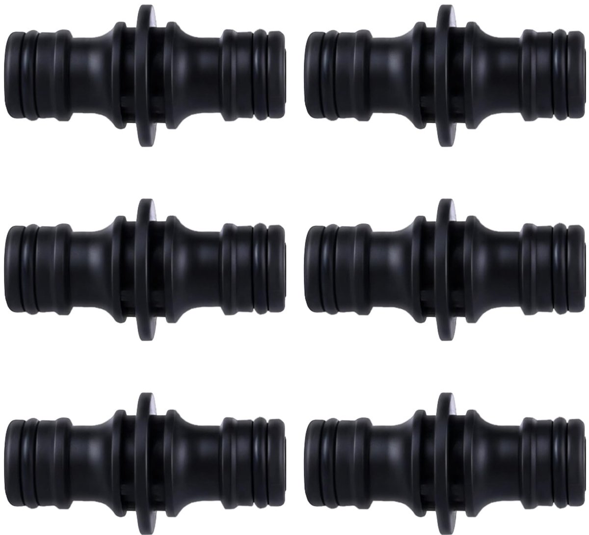 6 Stuks Tuinslang Aansluitstukken - 1/2 Inch - Zwart