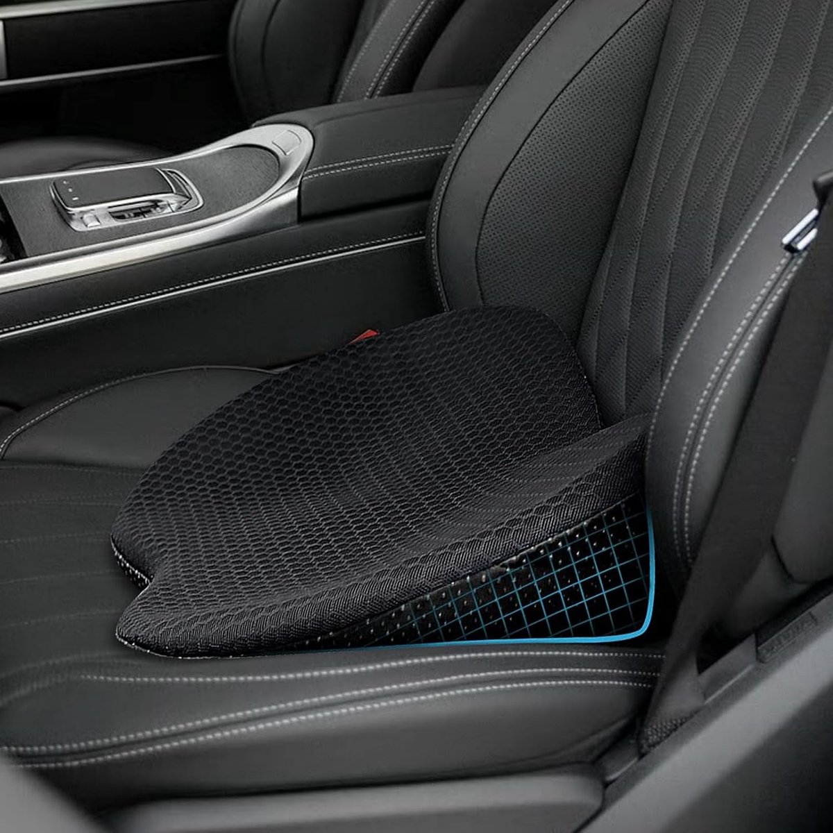 Ergonomisch Autostoelkussen van Geheugenschuim met Anti-Slip Onderkant en Ademend, Verwijderbare Hoes voor Rugpijn, Universeel Kussen voor Auto, Kantoor en Thuisgebruik