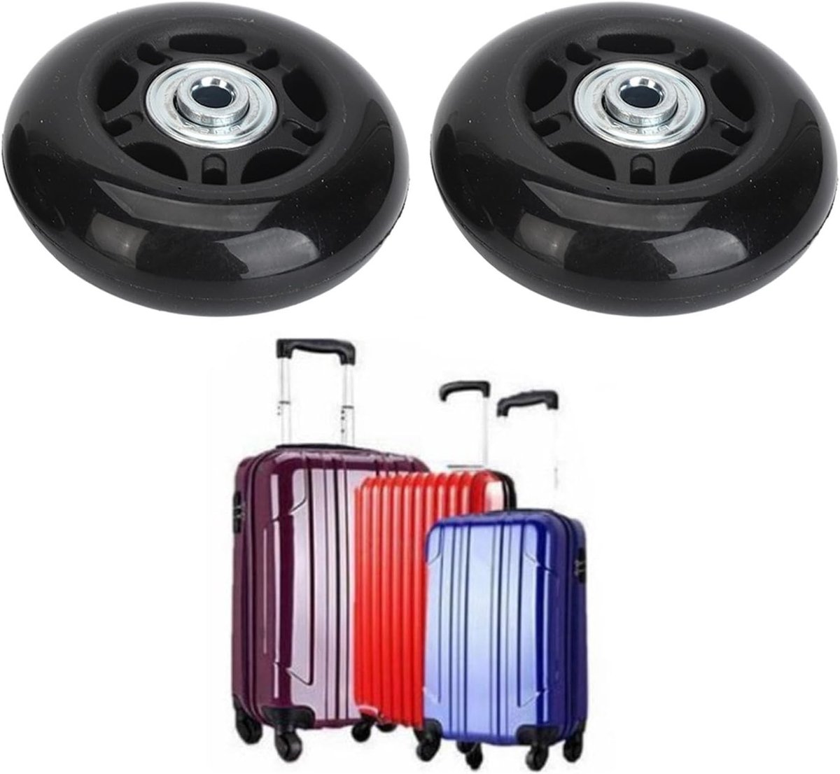 2 Stuks Vervangwielen voor Bagage 68 x 24mm Rubber, Ideaal voor Koffers, Kinderwagens en Rollerskates
