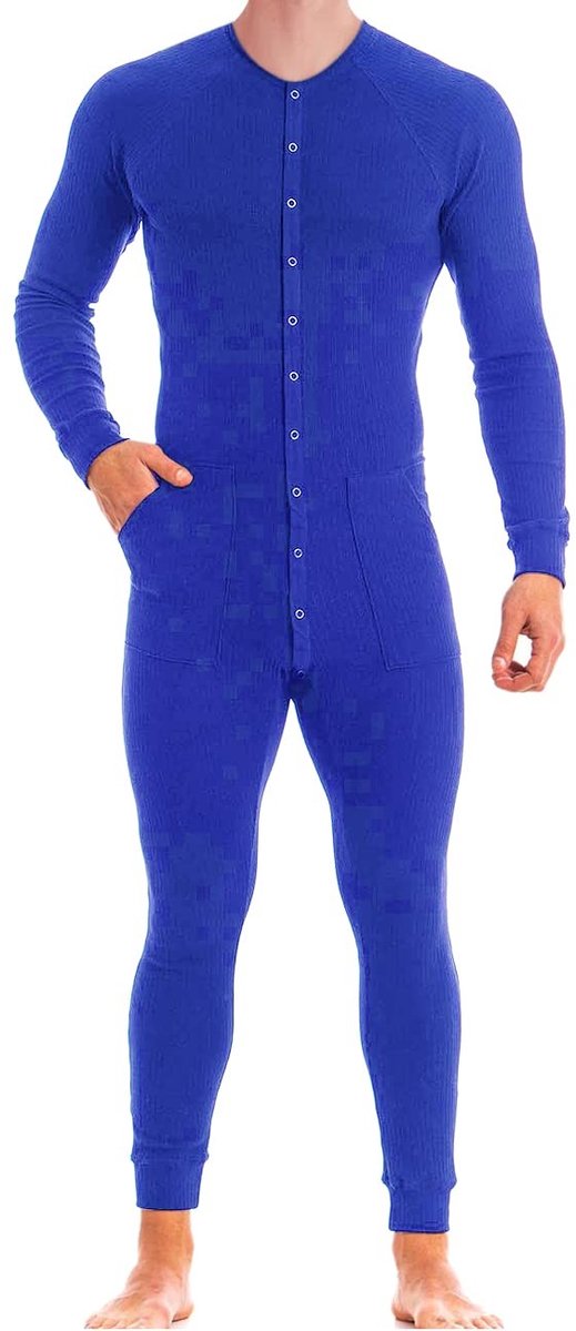 Korte Mouwen Onesie Jumpsuit - Super Comfortabel Katoen - Blauw