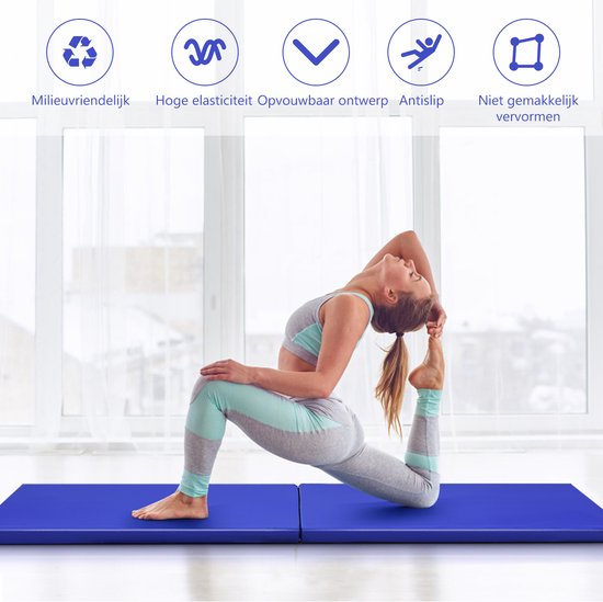 SureDeal® - Yogamatt - Gymnastiekmat Zachte Vloer - 180x60x4 cm - Blauw van suredeal — afbeelding 2