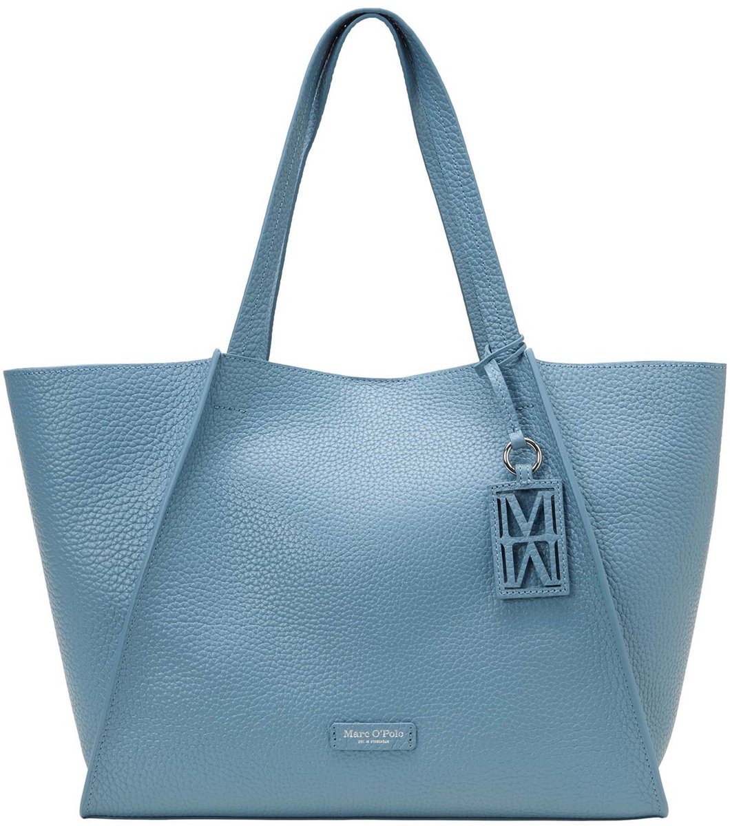 Marc O'Polo Leren shopper schoudertas Biana Shopper Stormy Sea blauwgrijs