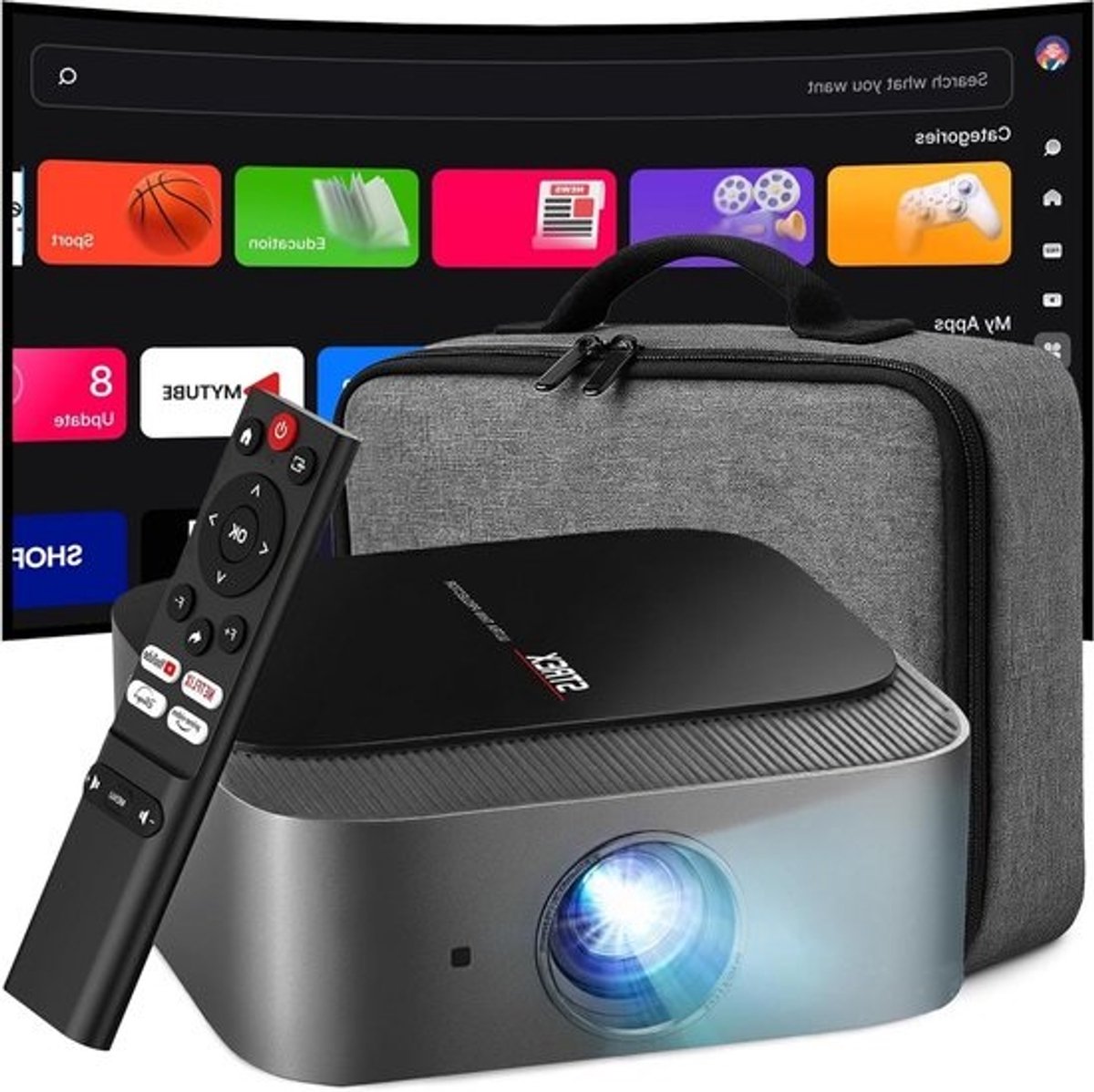 Smart Projector - Mini Beamer Beamer - Thuisbioscoop Creëren - Volledig Smart TV Systeem - Tot 200 Inch