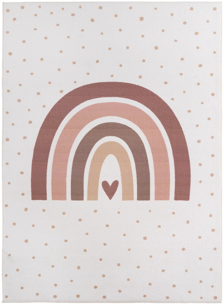 Dutch XXL Kindervloerkleed | Tapijt | Coco | Regenboog | Crème | 80x150 cm