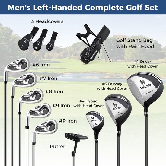 SureDeal® - Golf - Compleet Golfclubs - Tasset - Linkshandige Heren Draagbare - 83x51x96 cm - Donkerbruin van suredeal — afbeelding 4