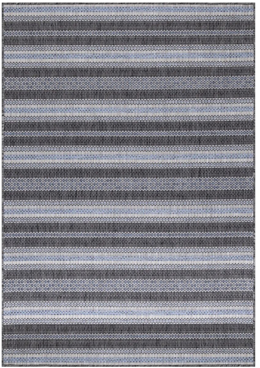 Dutch XXL Buitenkleed | Sunny | Strepen | Zwart | 120x170 cm | Buitentapijt | Tuintapijt