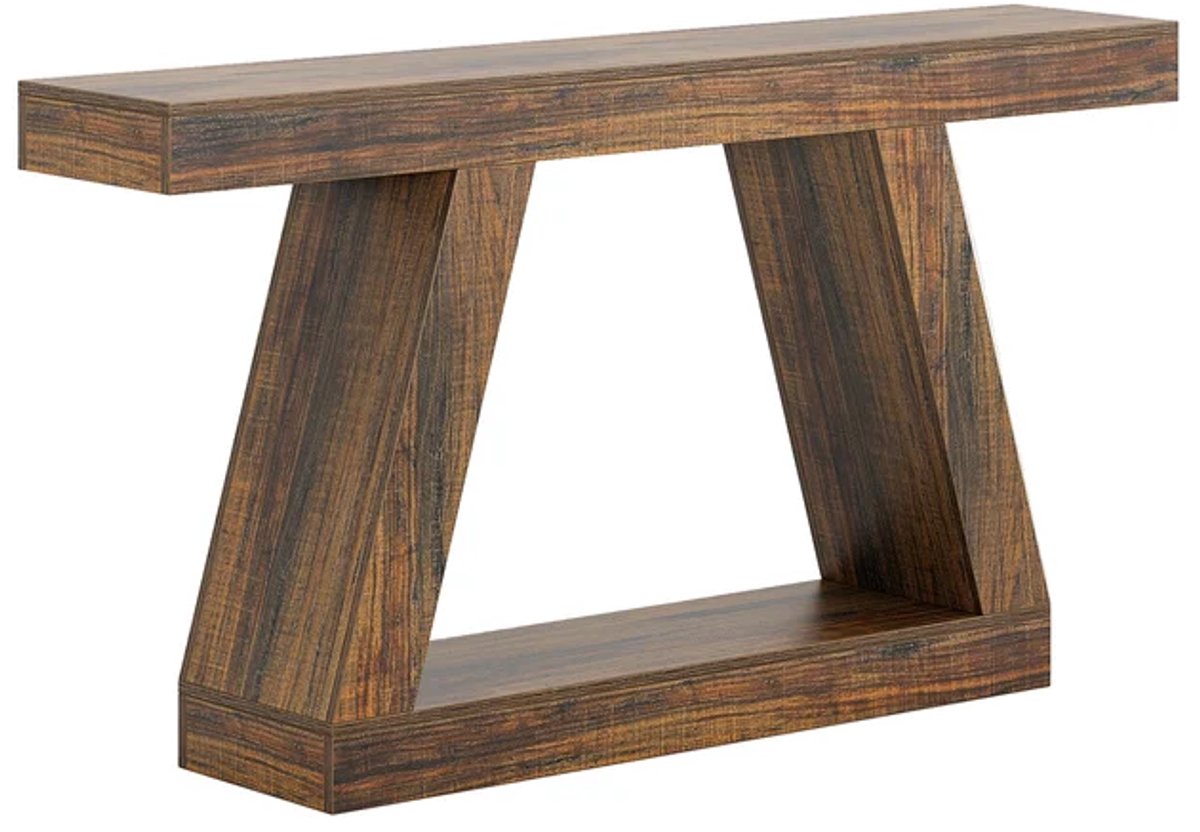 DMG Supply Consoletafel - Landelijke Stijl - Open Opbergruimte - 140 x 30 x 80 cm - Donkerbruine Houtlook - MDF