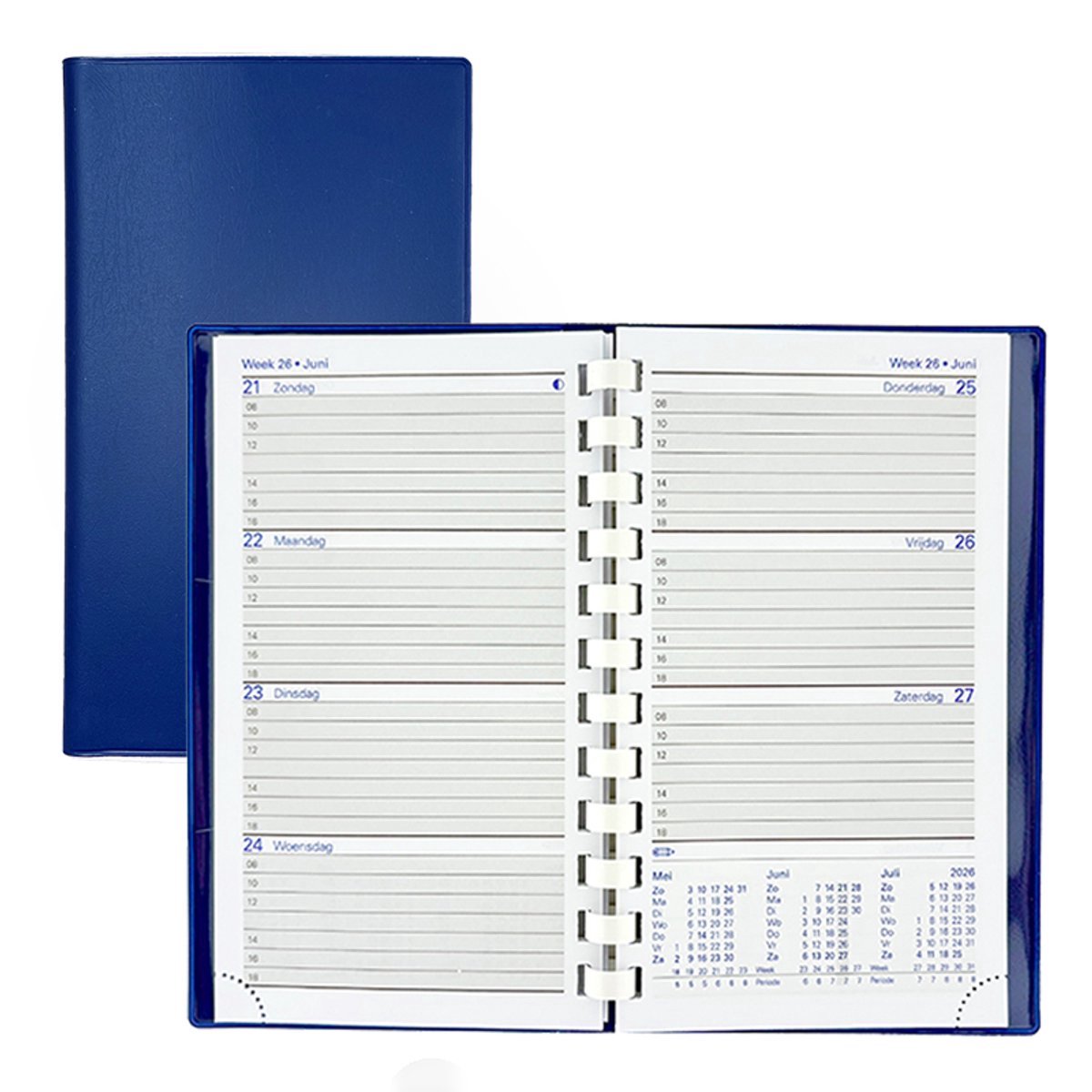 Zakagenda Ceder 2027 - met weekindeling - beginnend op zondag - met spiraal - blauw - Bekend van Eilers Promotional Gifts - formaat 9x16 cm
