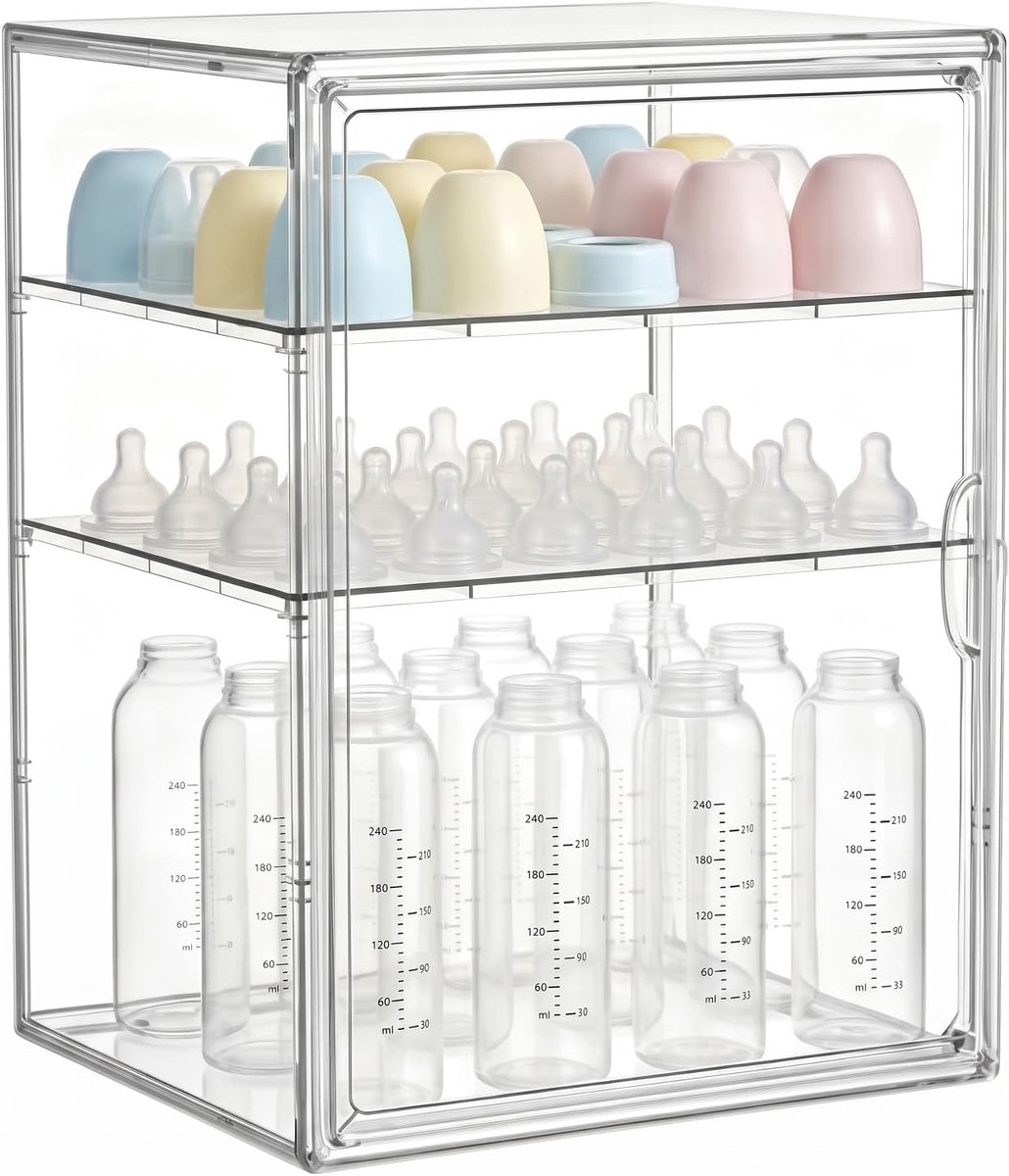 KZQ Flessenorganizer met Magnetische Deur - Opbergrek 40x25x30 cm voor Keuken en Koelkast