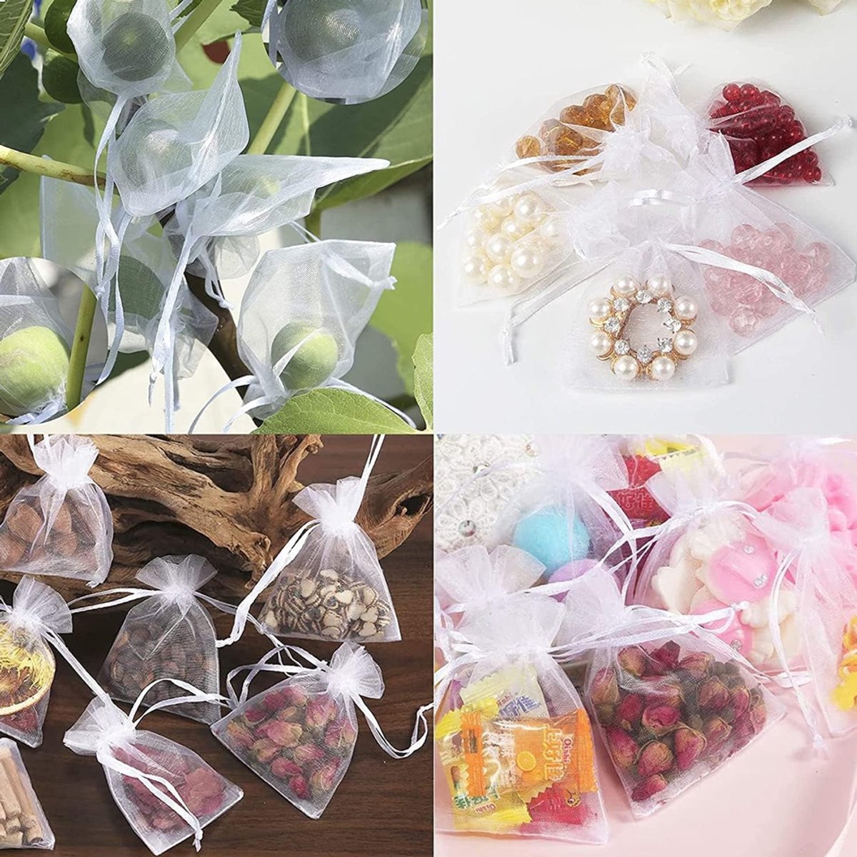 Verpakking van 50 geschenkzakjes, geschikt voor bruiloften, netverpakkingen voor sieraden.-zwart-8*10cm