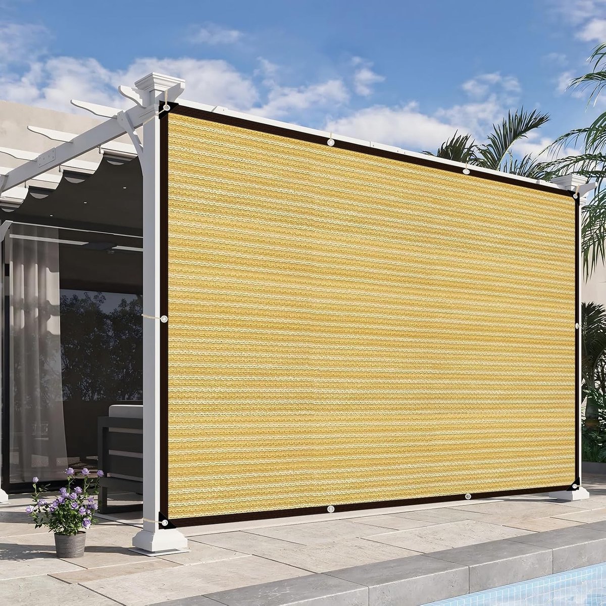 Beige Schaduwnet 4 x 5 m als Privacy Scherm voor Terras en Balkon, Bescherming voor Planten, Dieren en Tuinmeubelen