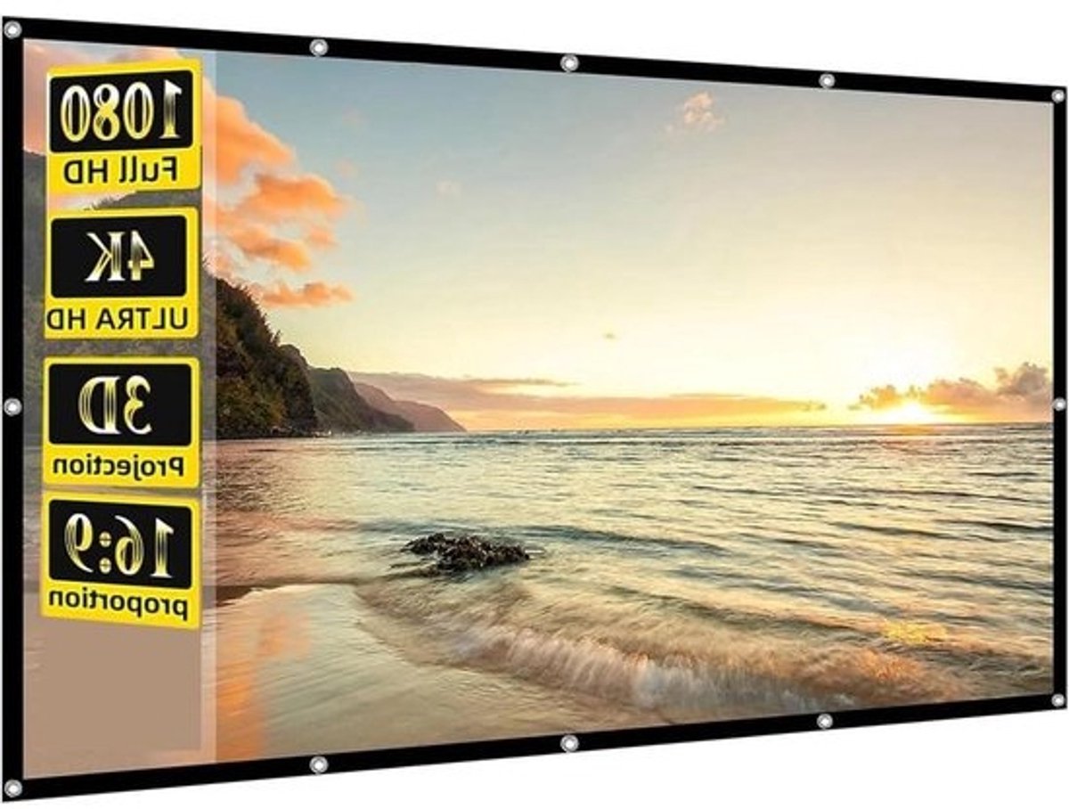 Draagbaar Projectiescherm - Opvouwbaar Scherm Gordijn - Thuisbioscoop Creëren - Kreukvrij Polyester Doek - 150 inch 16:9