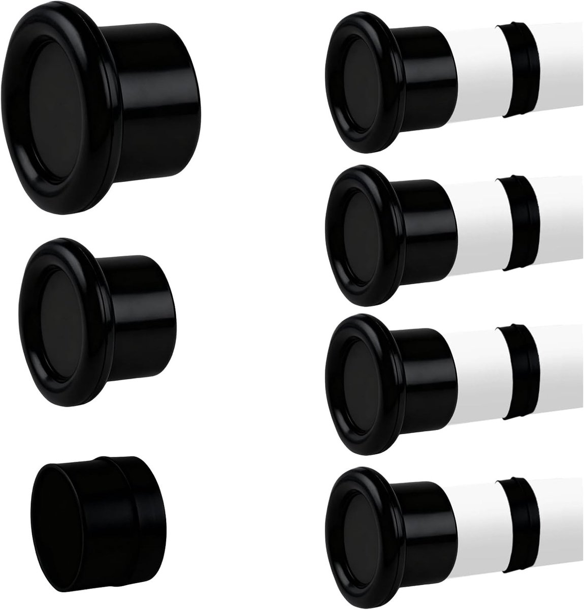 4 Sets Anti-slip Eindkappen voor Spanningsstangen, Waterdichte Rubber Kappen Geschikt voor 28-32mm Telecopische Stangen (Zwart)