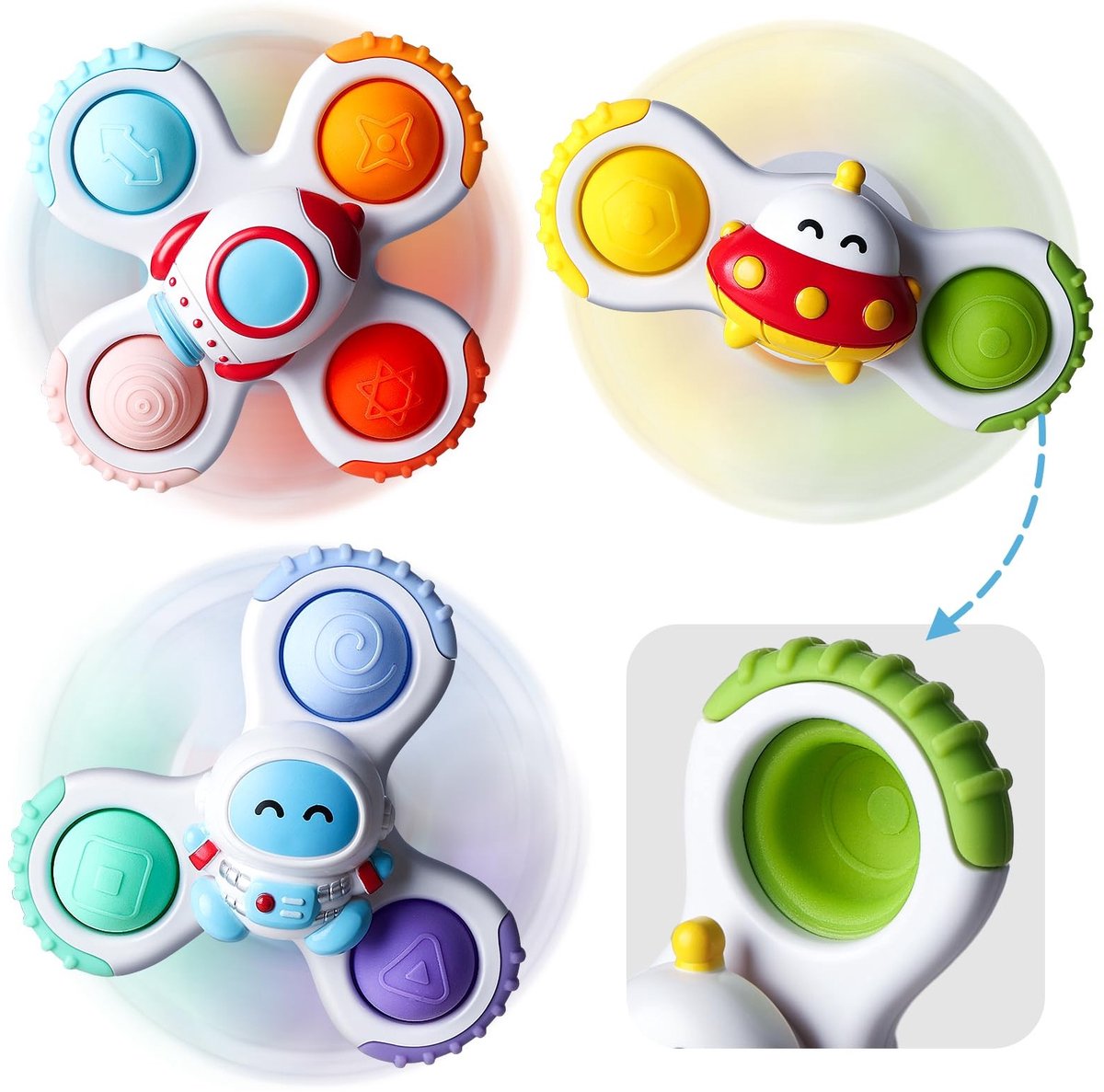3-delige zuignap spinner speelgoed - Multikleur