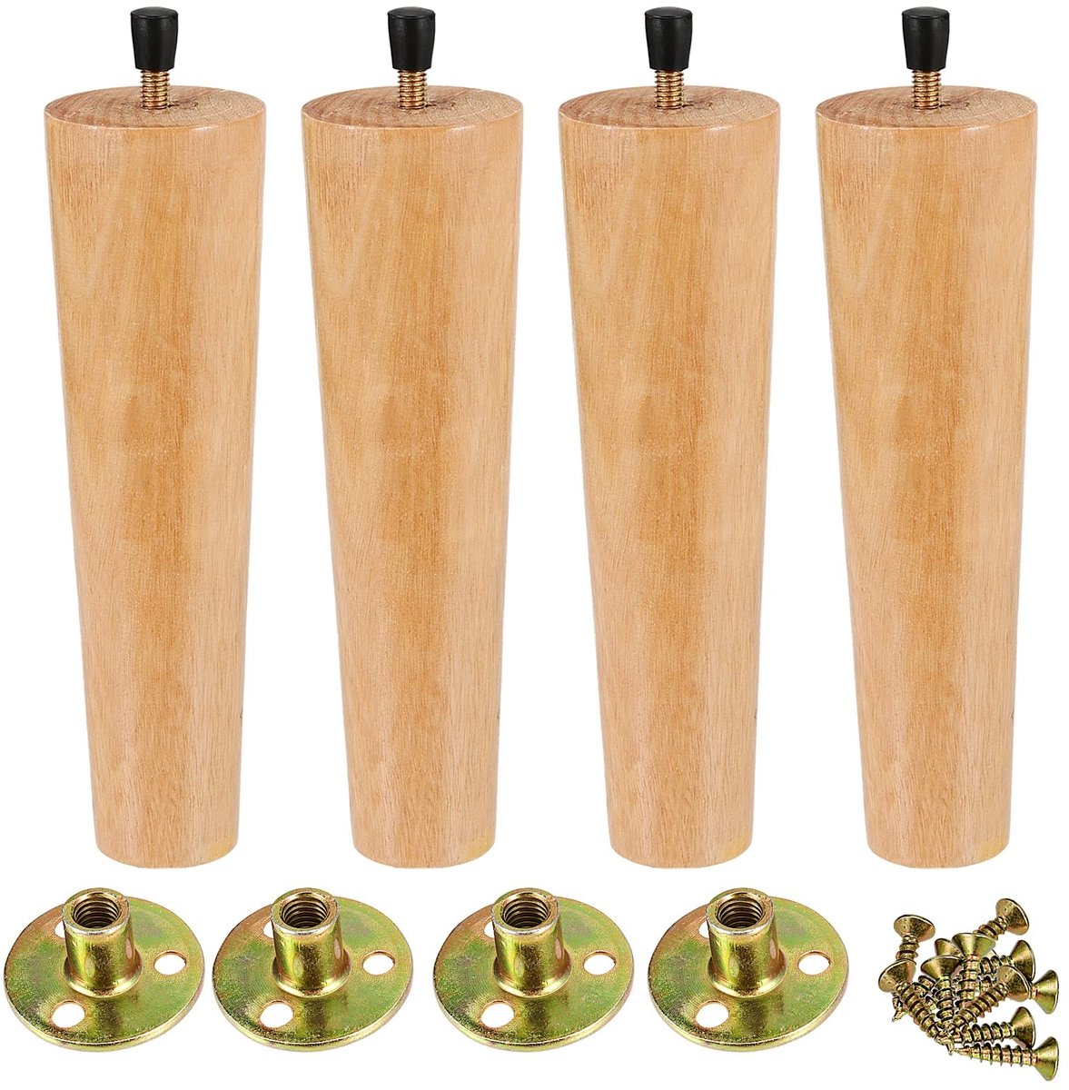 4 Stuks Houten Meubelpoten - 20 cm met Montageplaten