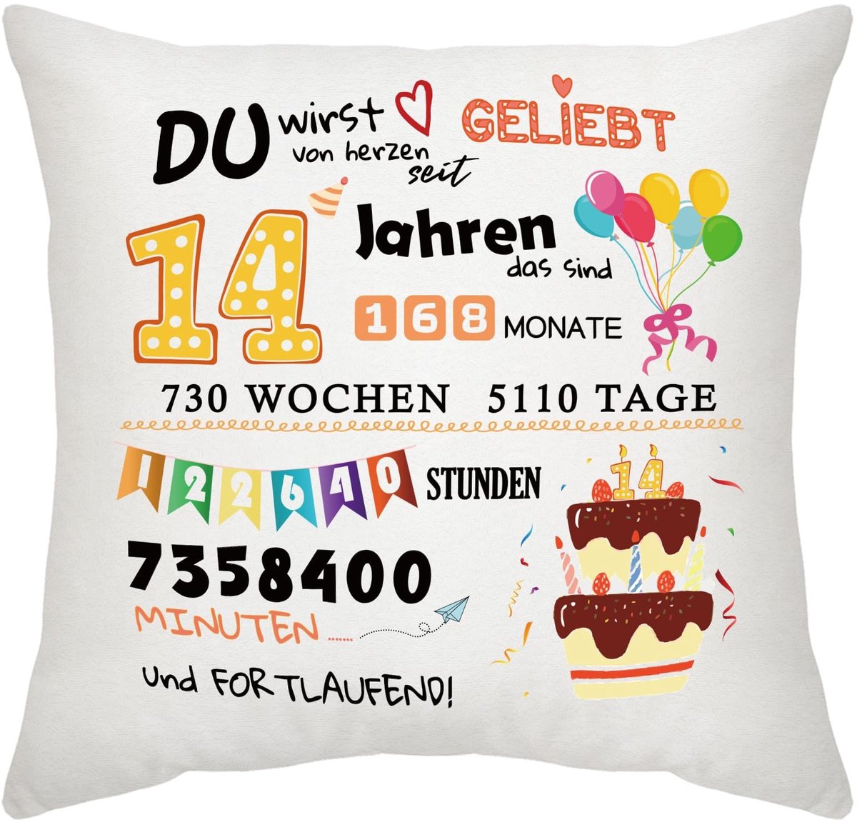 Kussensloop voor Verjaardag - Happy Birthday - 45 x 45 cm