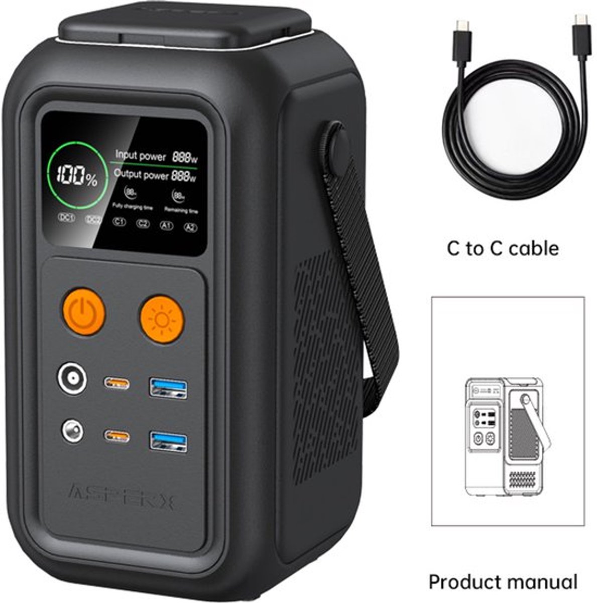 Mobiele Power Station - 200W 192Wh Energieopslag - 60000mAh Capaciteit - Lifepo4 Batterij - Draagbare Zonnegenerator