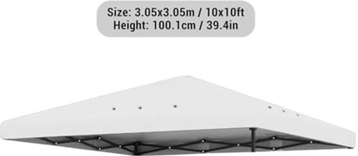 Paviljoen, 3 x 3 m, vervangend dak voor tuinprieel, opvouwbaar, waterdicht, stabiel voor luifel, tuinfeest, buiten, 4 hoeken