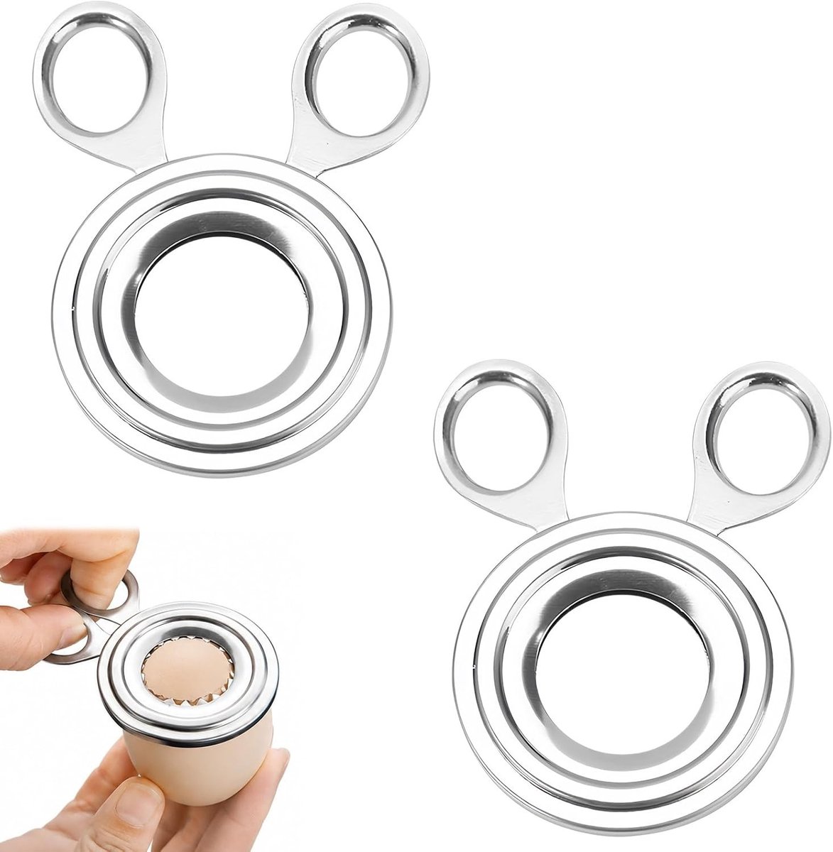 RVS eieropener en eierpeller set van 2 - Duurzame eier snijder voor keuken, ontbijt en brunch gebruik, compact en handig
