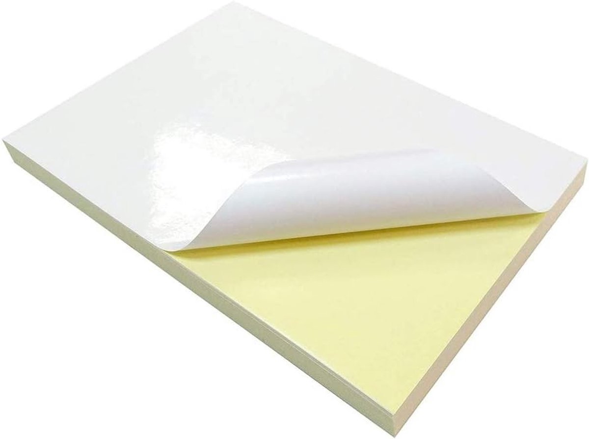 A4 Glossy Witte Stickers - 20 Vellen Zelfklevende Labels voor Kantoorbenodigdheden, Printbare Decals en Etiketten