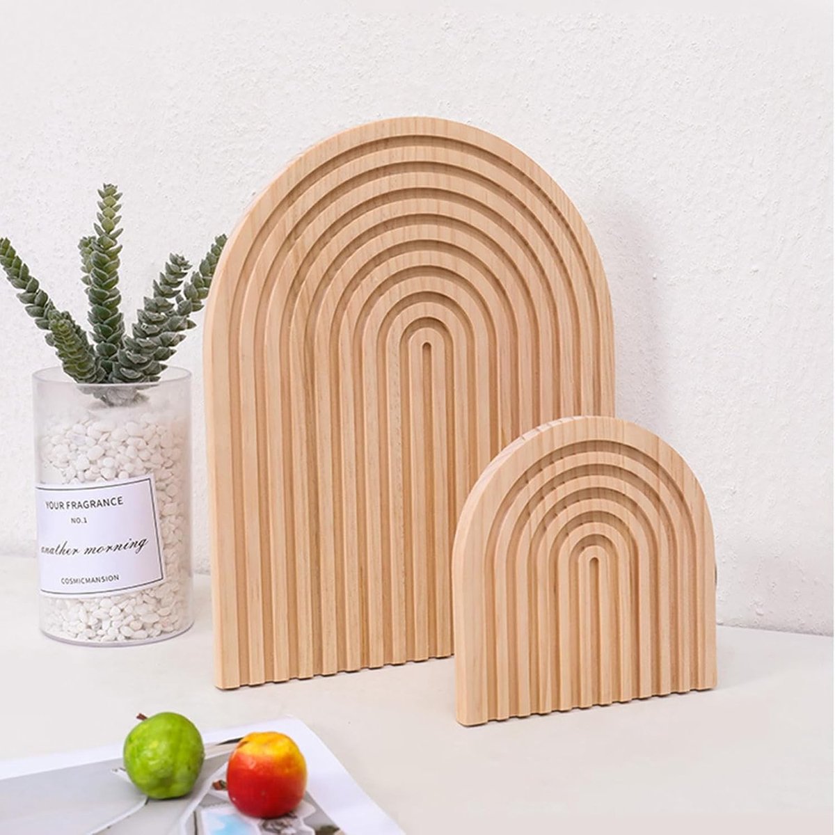 Decoratieve Houten Plank voor Wand, Foto Plank en Tafelversiering, Set van 2 voor Thuis en Keuken, Dikte 1.5 cm, Ideaal voor Opslag en Decoratie