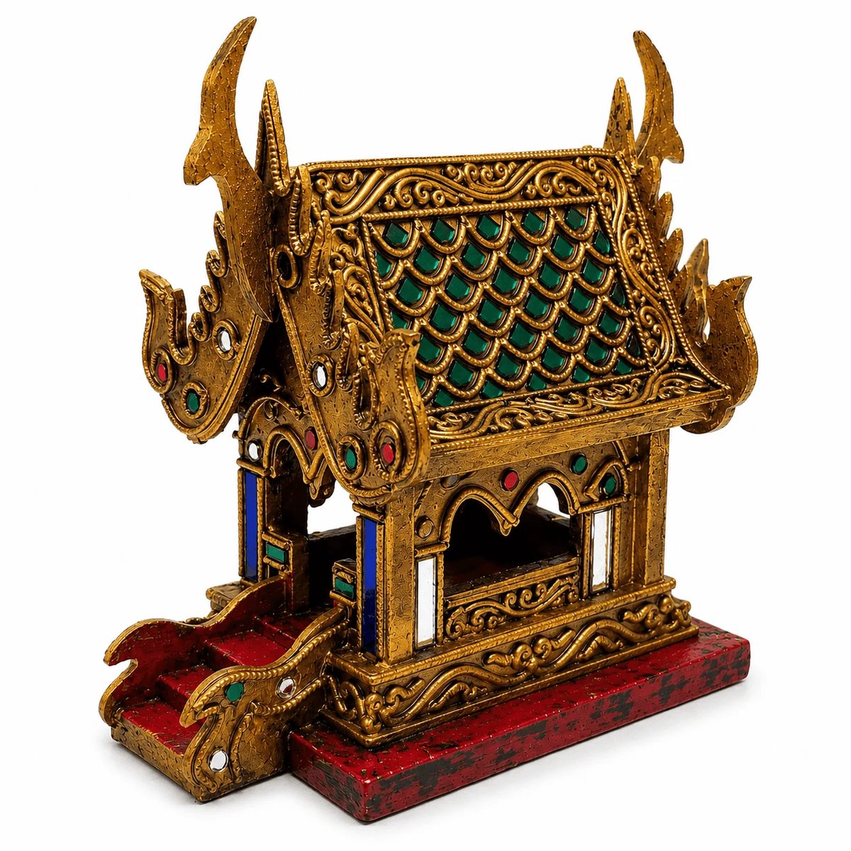 Thais Tempelhuis Goud 26 cm - Handgemaakt - Oosterse Woondecoratie - Decoratief Tempelhuis