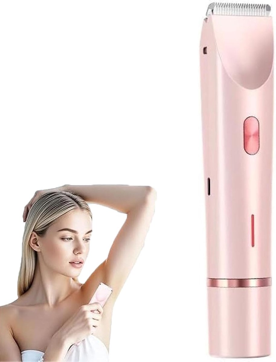 Dames Scheerapparaat - 2-in-1 Vrouwen Scheerapparaat - USB C - Oplaadbaar Zachte Ontharing - IPX7 Waterdicht - Elektrisch Scheerapparaat - Voor Bikinilijn Benen Oksels En Gezicht - Roze