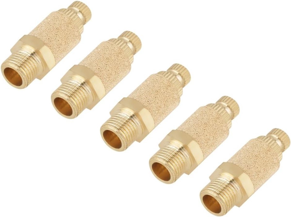 Pneumatische Uitlaatdemper van Messing, 5 Stuks Geluidsdemper voor Luchtstroom, Snelheidsregeling en Ventielen voor Cilinders en Solenoïdeventielen