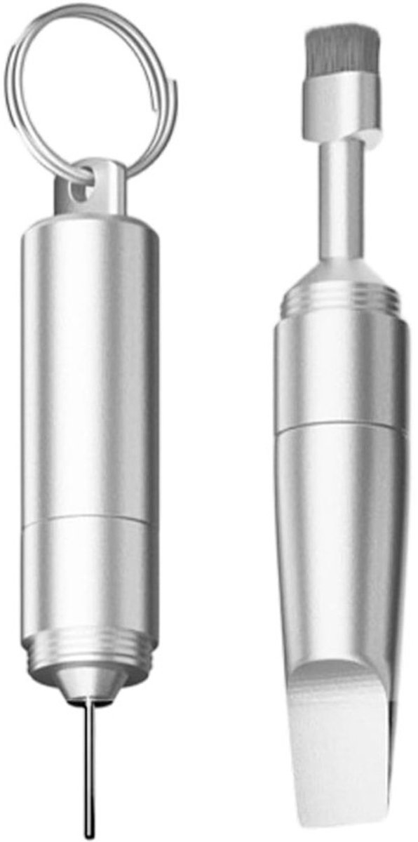 Schoonmaakset Telefoonpoorten - Detailborstel Kit - Elektronica Onderhoud - Precisie Reiniging - 6.3 cm - Zilver